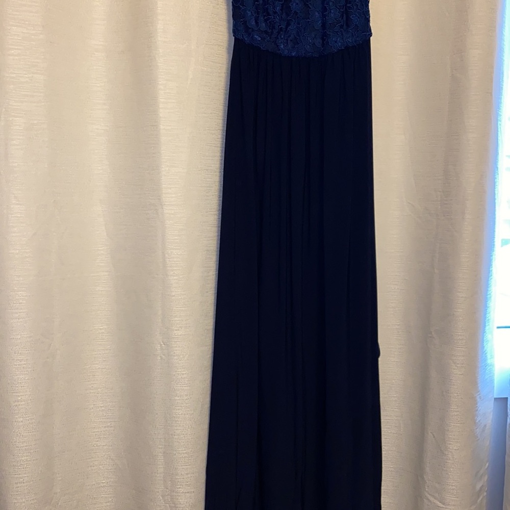 le chateau lace and knit halter gown - Picture 3 of 5
